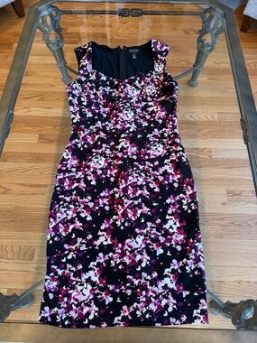 White House black market Floral Sheath Dress in Black and Pink